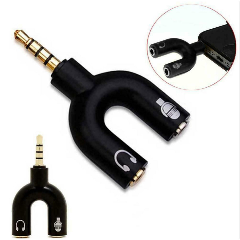 3.5mm Stereo Audio to Mic Headset Headphone Y Splitter Cable Adaptor